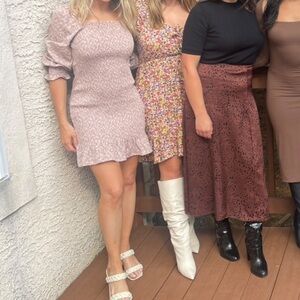 Light pink Floral Print sinched Women's Dress